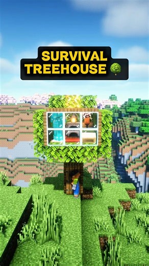 The Most Aesthetic Treehouse!🔑🏠 #minecraft