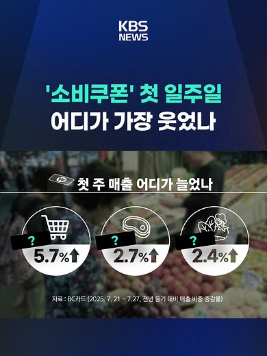KBS가 '소비쿠폰' 첫 일주일, 사용 데이터를 분석해 봤습니다. #소비쿠폰#사용#카드#매출#상권#슈퍼마켓#정육점#KBS#KBSNEWS