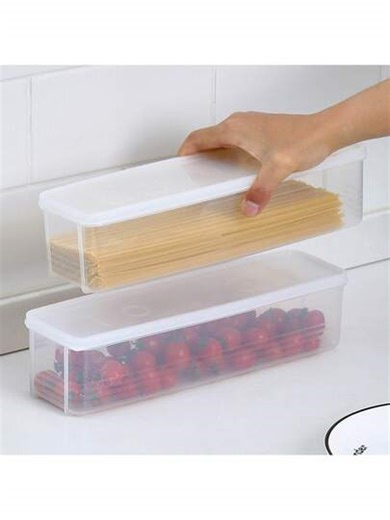 Rectangular Plastic Food Storage Container Box, Airtight Seal For Noodles, Fruits, Eggs, Refrigerator Organization | SHEIN