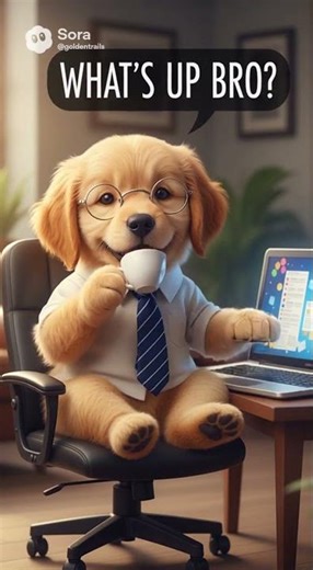 Office Dog Boss: What's Up Bro? 👔☕ #shorts #viralvideos #cute