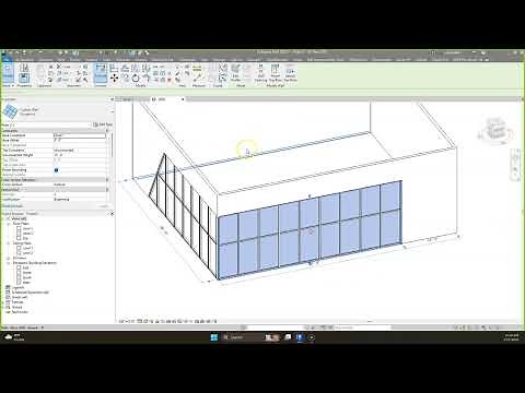 Revit Tutorial - How to model sloped or angled Curtain Wall side for facade