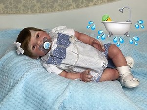My reborn baby's first REAL BATH