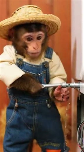 “Hilarious Farmer Monkey Repairs a Washing Machine 😂 You Won’t Stop Laughing!” #animalrescue