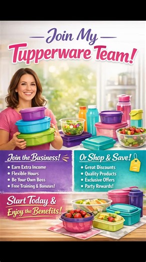 Julie on Instagram: "✨ Do you want to join my Tupperware Team? ✨ Unatafuta side hustle ama unataka quality kitchen products at a lower price? This is your chance 💃🏽 ✔️ Earn extra income ✔️ Flexible hours – wewe ndio boss ✔️ Free training & support ✔️ Enjoy genuine Tupperware products at discounted prices Whether unataka business opportunity or wewe ni smart buyer, there’s a space for you 🤍 👉 Join my Tupperware Team today! 📩 DM me for details and the link to our google meet meeting on Monday