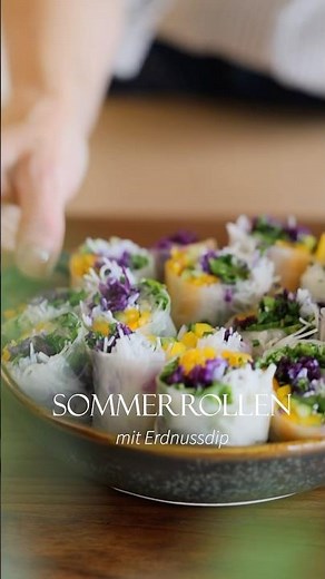 Sommerrollen mit Erdnuss-Dip🌿 Einfaches Rezept für den Sommer mit frischem Gemüse 🥬🥕🥒