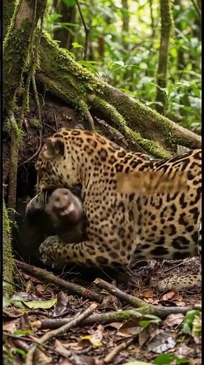 Jaguar vs Wild Boar Extreme Power Struggle at the Forest Burrow Ultra Realistic Wildlife