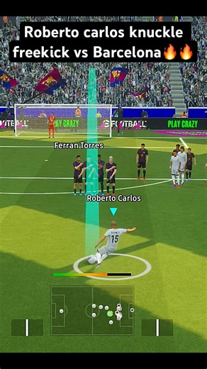 Roberto carlos knuckle freekick vs Barcelona🔥🔥#shorts #pes #efootball