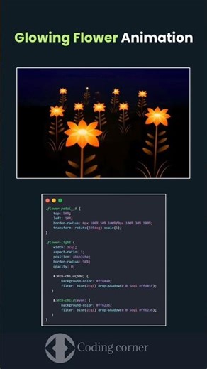 Glowing Flower Animation using HTML CSS JavaScript #coding #webdesign #viral #shorts
