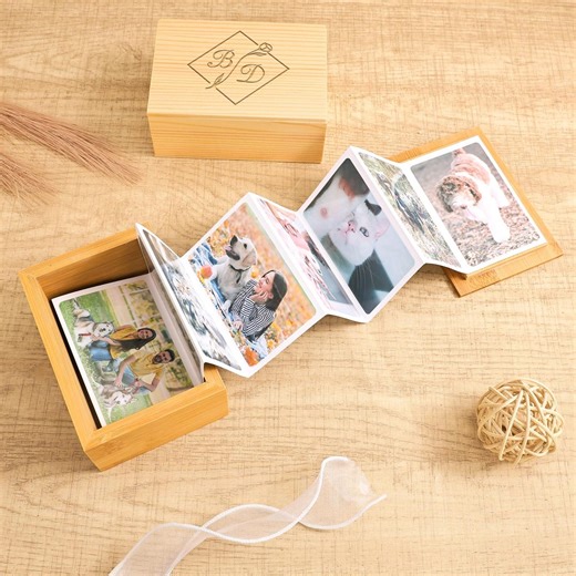 Personalized Memory Keepsake Box, Pull Out Photo Album, Accordion Keepsake Album, Engraved Photo Memorial Box, Wedding Gift, Family Photos - Etsy