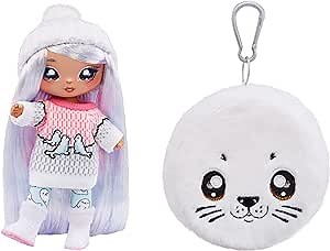 Na Na Na Surprise Cozy Series Harper Waters 7.5" Fashion Doll Seal-Inspired with Light Purple Hair, 1-Piece Outfit and Fuzzy Clip-on Purse, Poseable, Great Toy Gift for Kids Ages 5 6 7 8+ Years