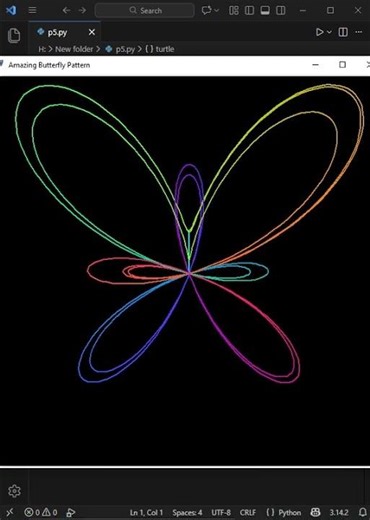 Python Coding Butterfly Animation 🦋✨ #ButterflyAnimation #creativecoding #pythonprojects
