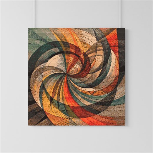 Wzór haftu krzyżykowego „Jesienny wir” – abstrakcja geometryczna (do pobrania w wersji cyfrowej) - Etsy Polska