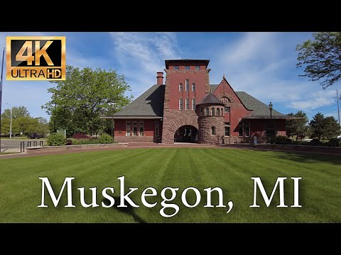 4K Walk Tour of Downtown Muskegon, Michigan