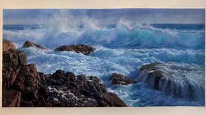 Here’s a little time lapse of a recent seascape project... 😎🖌🎨🏄‍♂️🌊 I call it “Blue Surge”... based on Albany, Western Australia. | Andrew Tischler-Artist