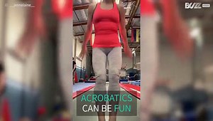 Gymnast "disappears" into pit