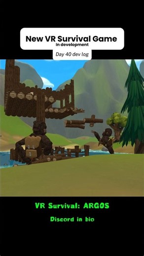 Day 40 Devlog part 2, spear fishing, bow fishing, building, craft table#argosvr #gtag #metaquest