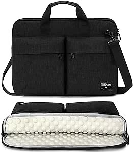 KINGSLONG 17-17.3 inch Slim Laptop Bag, Computer Carrying Case with Shoulder Strap, Notebook Handbag Cover for Men Women Fits Acer Asus Lenovo HP Toshiba Black