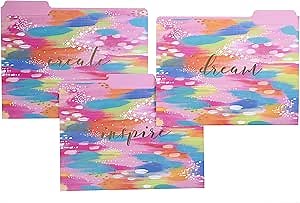 Graphique Brushed Strokes File Folder Set – Each Folder Measures 11.75" x 9.5", Set Includes 9 Folders with 3 Unique Designs, Durable Triple-Scored Coated Cardstock