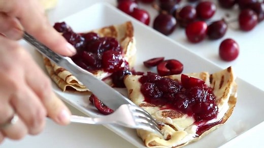 Cherry and Cream Cheese Crepes! By: Home Cooking Adventure | MetDaan Cakes