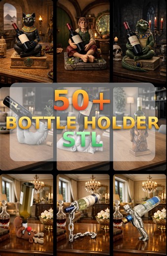 3D Printable Wine Bottle and Beer Holder STL Collection | Home Decor (digital Download) - Etsy