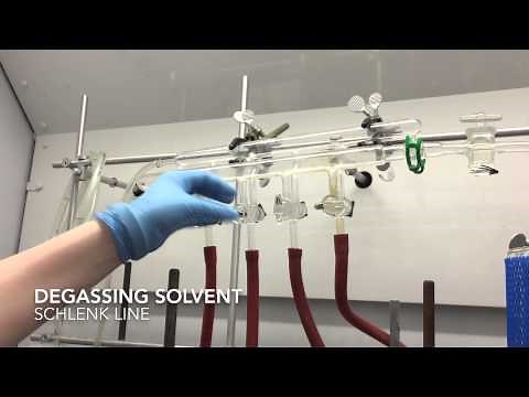 Degassing solvent on the Schlenk line