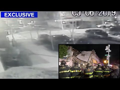 Exclusive video shows building collapse after car crash