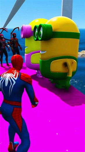 GTA 5 Epic Ragdolls RED SPIDERMAN VS RED MINION VS GREEN MINION (Physics & Funny Fails) ep.1