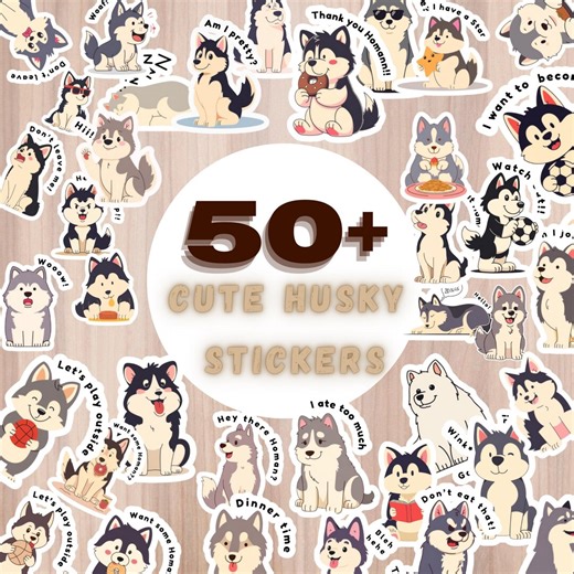 Kawaii Husky Sticker Pack, Planner Stickers (PNG) - Etsy