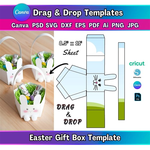 Easter Box Template Bunny Treat Box SVG for Cricut Printable Easter Favor Gift Box DIY Paper Easter Candy Box Spring Kids Easter Craft Box - Etsy