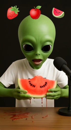 Alien Eats Whatever the Emoji Says 🤖🍔 #AlienTrend #EmojiChallenge #SpaceFun