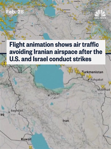 Flight tracking software showed most planes avoiding the airspace above Iran on Saturday morning following strikes conducted by the U.S. and Israel inside the country.