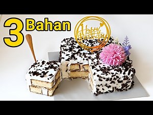 Resepi Kek 3 Bahan | Kek Hari Jadi | Birthday Cake Paling Simple hanya menggunakan 3 bahan sahaja