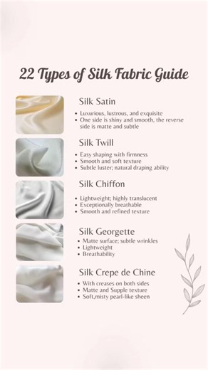 22 Types of Silk Fabric Explained | Satin, Twill, Chiffon & More #silk #fabricguide #textiles #b2b