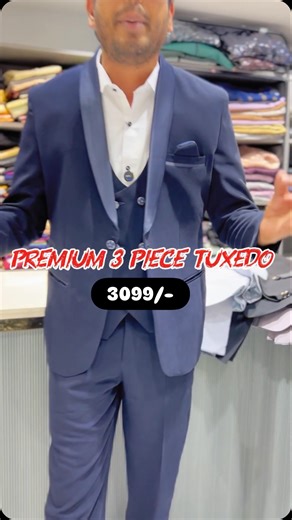 FASHION FEVER 🧿 on Instagram: "Premium 3 piece Tuxedo Suit 3099/- with Japanese Fabric Size S M L Xl XXl 📍 Visit Us – Fashion Fever, Indore 🏬 345, Saket Nagar, Near Eureka Hospital Indore, M.P. 📞 Contact: 7000058032 🛒 Online Order Available – Pan India 🚚 Home Delivery Available 💵 COD Also Accepted #fashionfever #indore #trending #suit"