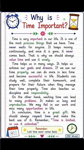Why is Time Important? | 150 Words Essay | Easy Essay in English