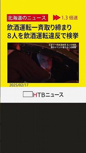 道内各地で飲酒運転一斉取り締まりを実施 ８人を検挙 飲酒機会増加のこの時期‥