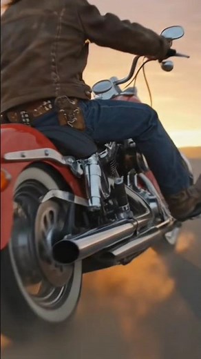 Cowboy Riding a Classic Harley-Davidson Through the Desert”