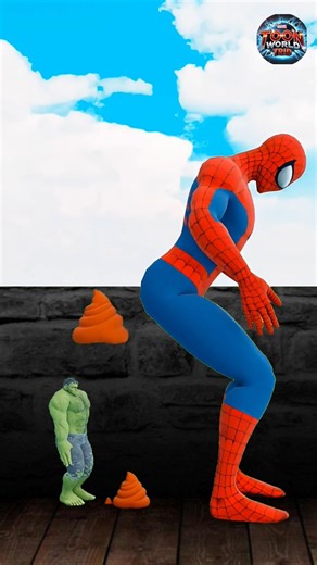 Hulk vs Spider-Man: Giant Poop Challenge! 💩🤣 #shorts #spiderman #hulk #marvel
