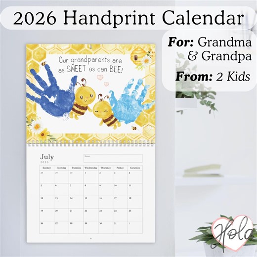 2026 Grandparents Handprint Calendar, Christmas Gifts for Grandma and Grandpa From 2 Grandkids - Etsy