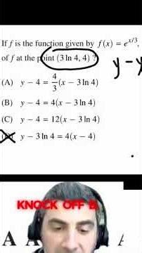 Equation of Tangent Line: How Fast Can you Solve It? | AP Calc Daily MCQ (Day 8) #apcalculus