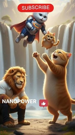 NANO POWER vs lion adventures #ai#cat #shorts #trending #anime #kids #cartoon
