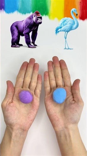 Purple Gorilla Meets Blue Flamingo 🦍🦩 | Color Mix Transformation 😳 #clay