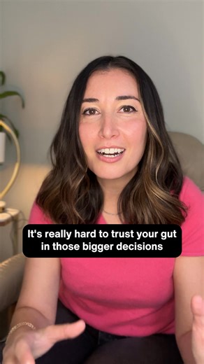 Expecting to know what your gut is telling you in big decision moments is challenging when you aren't used to paying attention to your body that way. It's like going to the gym and expecting yourself to be able to start lifting heavy right away. So if you want to build up learning to trust your gut, start small. Pay attention to how your body feels in small decision moments, when you choose what to wear in the morning or what to eat for lunch. How does your body feel in those smaller decision mo