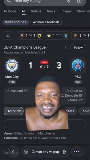 Man City vs PSG full-time highlights & Champions League table update