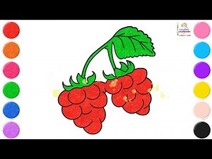 Draw a cute Raspberry Drawing 🍓🎨 | Learn Colors & Fun Facts for Kids | Easy Coloring