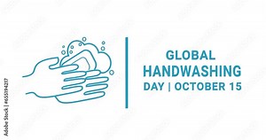 Global Handwashing Day celebration animation with hands washing with soap. Celebrated on October 15th. Great for events and campaign programs. Transparent background, easy to put into any video