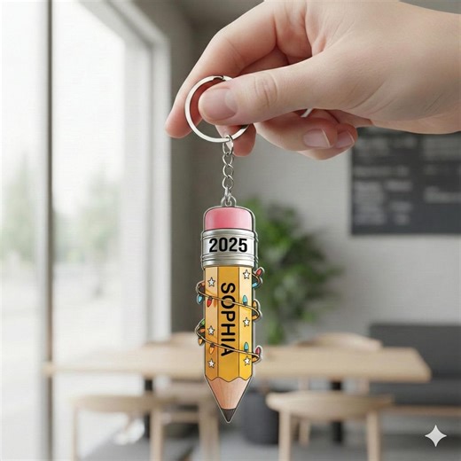 Personalized Teacher Pencil Keychain – Custom Teacher Gift, First Grade Teacher Keychain, Graduation Teacher Keepsake - Etsy