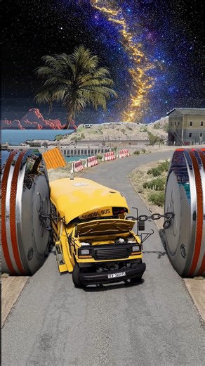 Long City Bus & School Bus vs Low Pipes BeamNG.drive #shorts #beamngdrive #bus