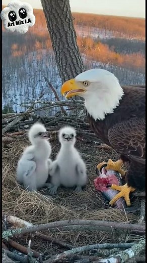 Bald Eagle Feeding Eaglets in Nest Heartwarming Parental Care in the Wild