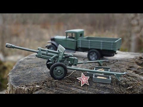 Miniature 3D printed 76mm field cannon ZiS-3 for cap gun ammo.